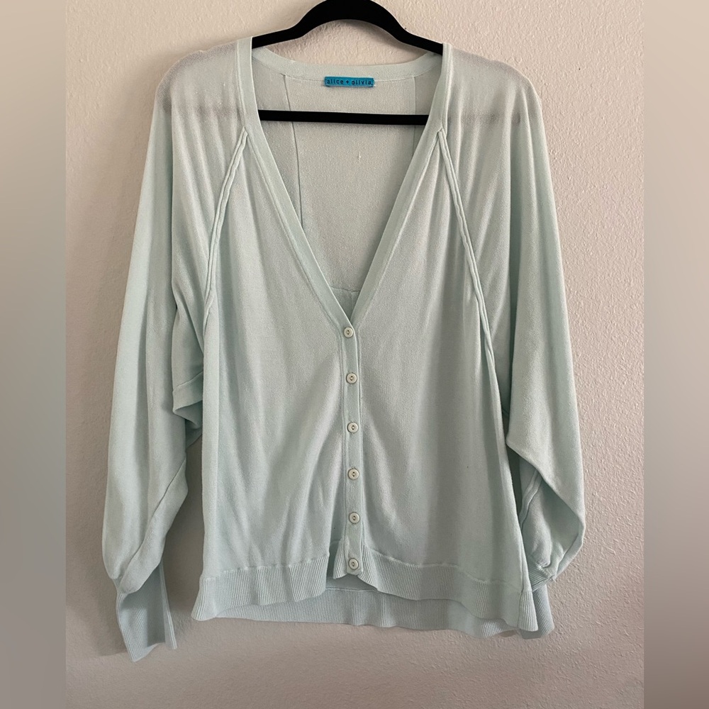 Alice And Olivia Cardigan Top Lightweight Blue